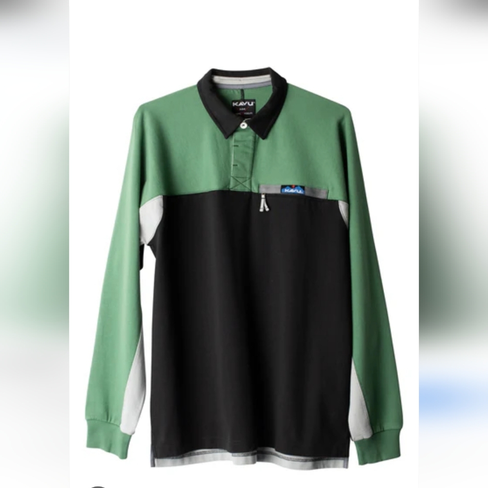 Kavu Green and Black Long Sleeve Field Throwshirt